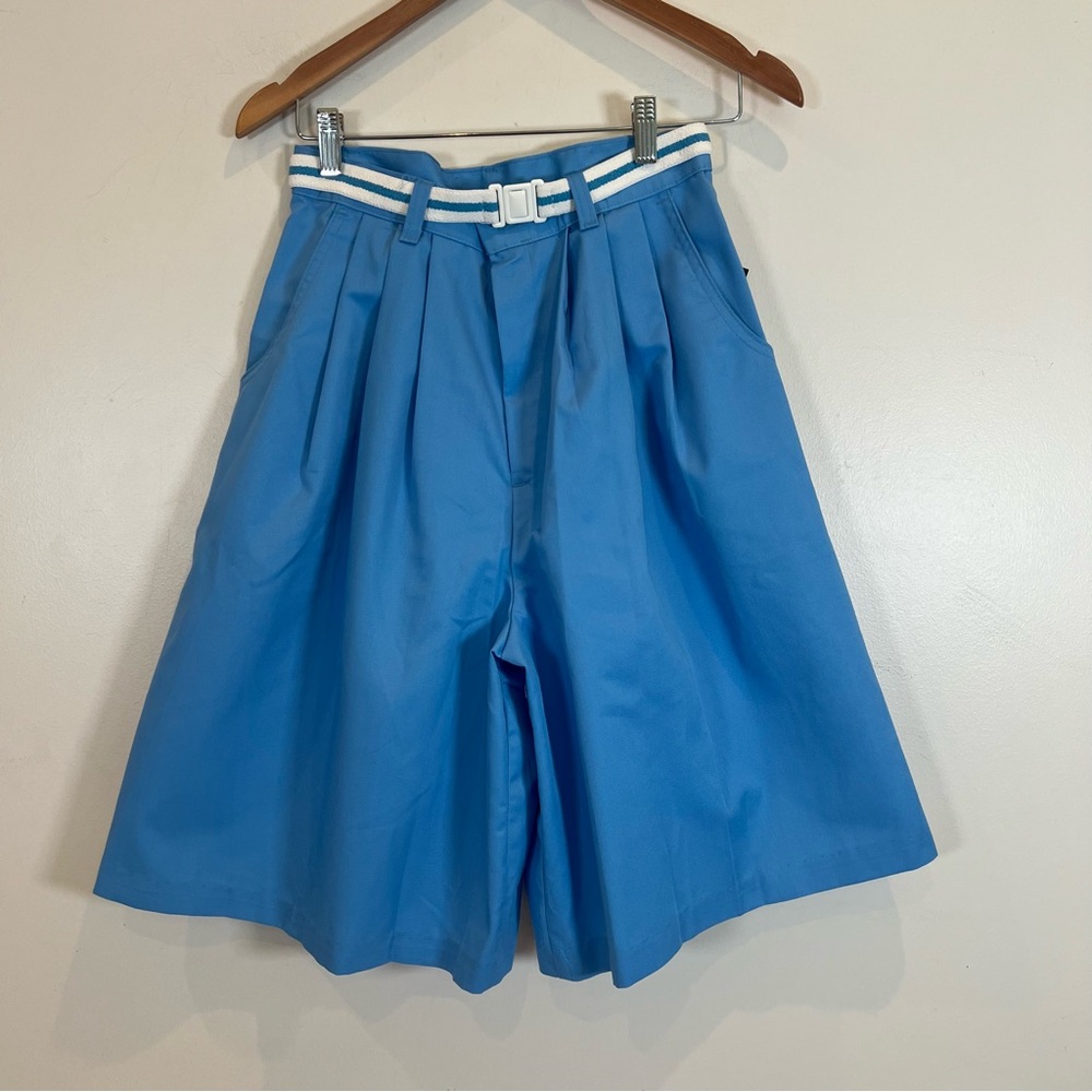 Hunter Glen NWT High Rise Bermuda Culotte Shorts Pleat Front Belted Blue 11/12